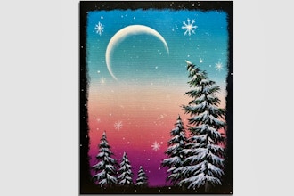 Paint Nite: Snowy Moonlit Pines